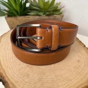 Alesbury Men's Cognac Brown Genuine Leather Belt Size 50/125